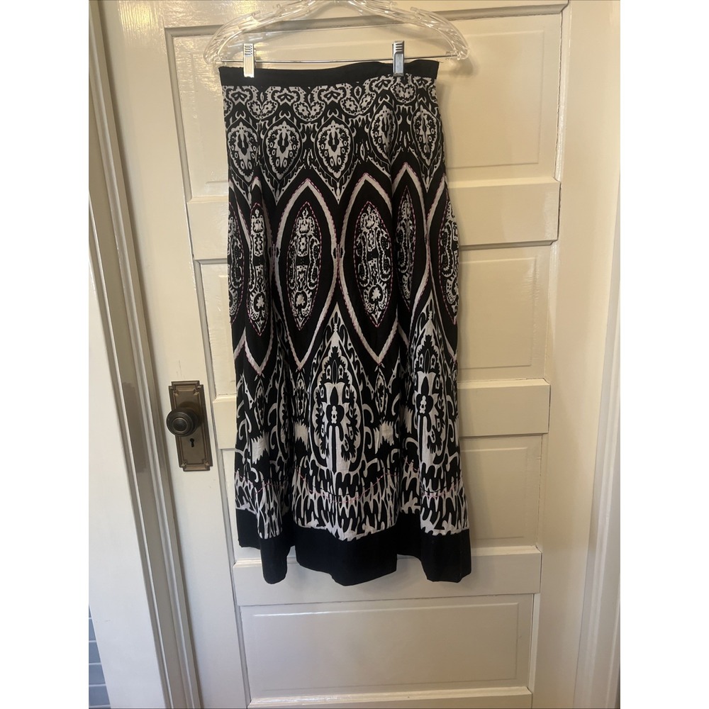 Soft Surroundings Blue Sequence Boho Square Dance Maxi Skirt PM Cotton